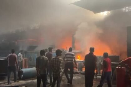औद्योगिक क्षेत्र तृतीय चरण में फैक्ट्री में भीषण आग, लाखों का माल राख IMG 20251125 WA0010