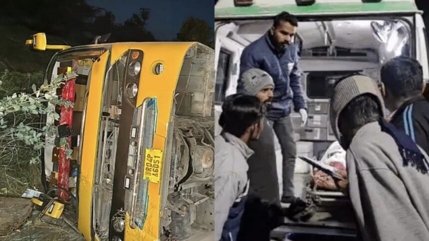 जालोर में दिल दहला देने वाला सड़क हादसा: निजी बस पलटने से बुजुर्ग दंपती समेत तीन की मौत, 15 यात्री घायल IMG 20260105 WA0011