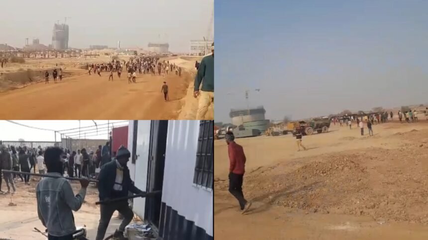 JaisalmerNews वंडर सीमेंट प्लांट में बवाल: सुपरवाइजर के थप्पड़ से भड़के हजारों मजदूर, तोड़फोड़ और मारपीट के बाद हालात बेकाबू IMG 20260212 WA0021